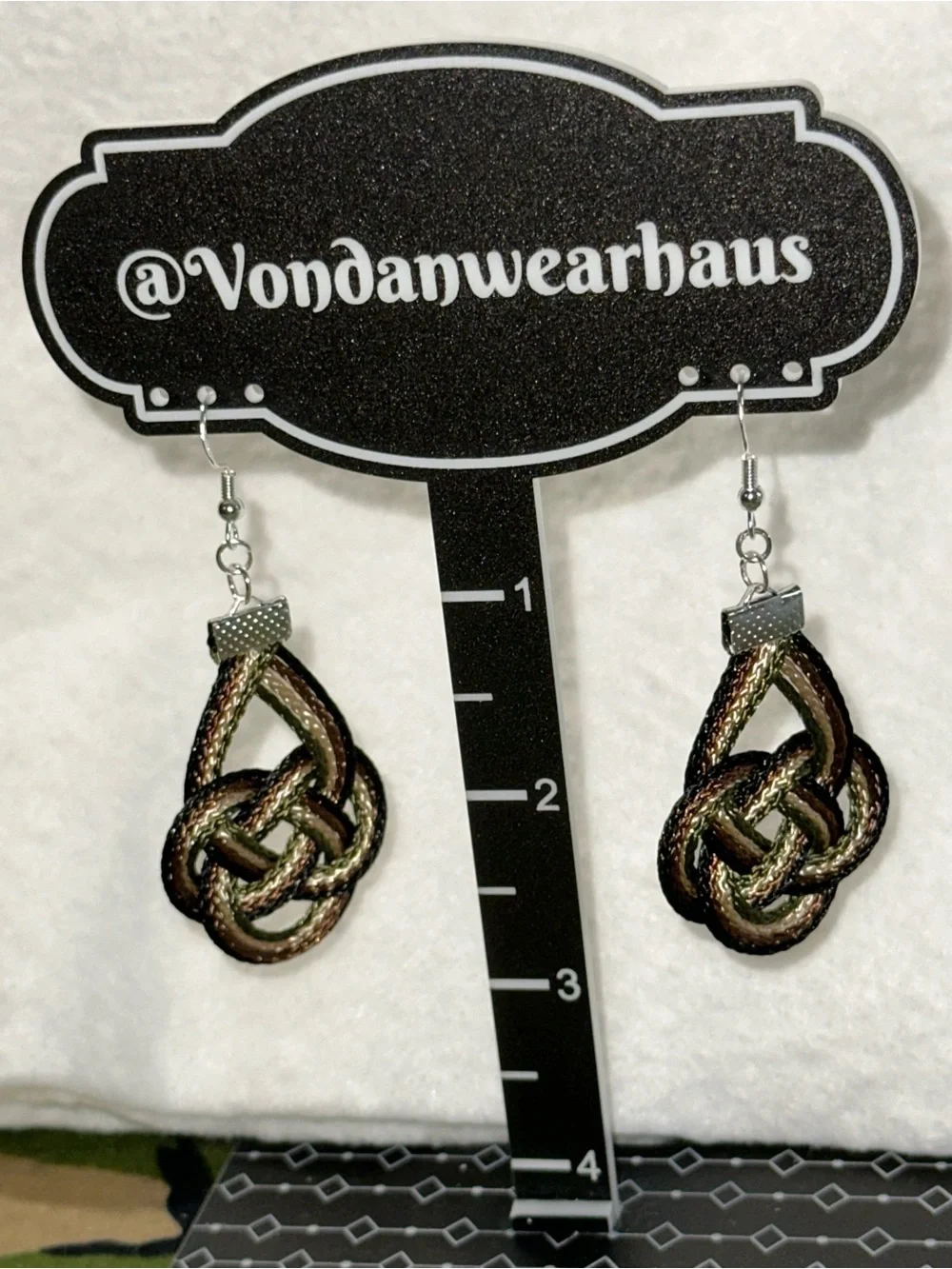Tactical Elegance Handcrafted Camo Thread Earrings